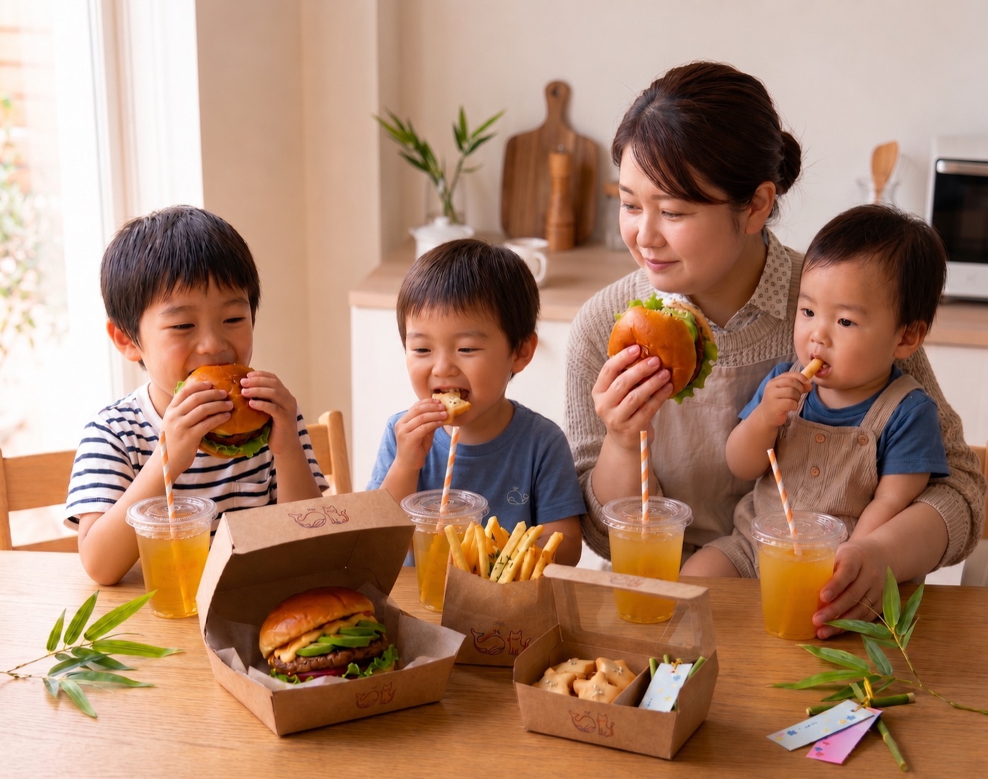休日の食卓に並んだスターライトバーガー
